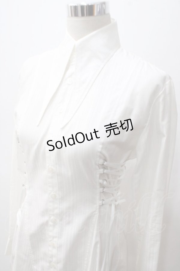 画像3: BPN FOR MEN / シャドーストライプロングシャツ M 白 Y-25-05-19-085-GO-BL-SZ-ZY (3)