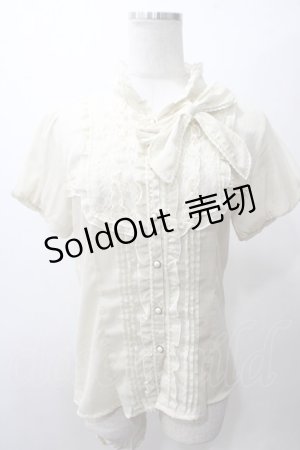 画像: axes femme / シャドーストライプドット半袖ブラウス M 生成り Y-25-05-19-011-AX-BL-SZ-ZY