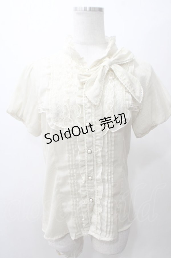 画像1: axes femme / シャドーストライプドット半袖ブラウス M 生成り Y-25-05-19-011-AX-BL-SZ-ZY (1)