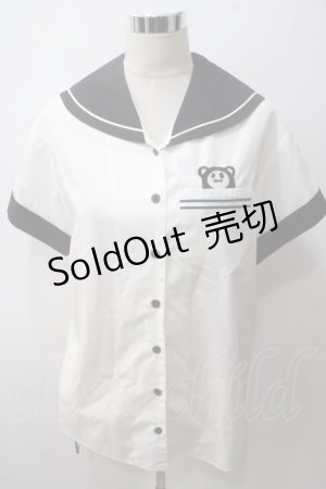 画像: PEACE NOW / エビィちゃん刺繍セーラーブラウス M 白×黒 Y-25-05-19-087-PU-BL-SZ-ZY