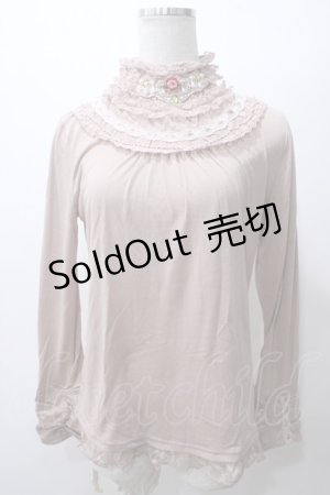 画像: axes femme / ガーデンレースハイネックインナーカットソー  ピンク Y-25-05-19-013-AX-TO-AS-ZY