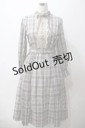 画像: axes femme / プリーツ切替チェック柄ワンピース M 生成り Y-25-05-19-104-AX-OP-SZ-ZT073