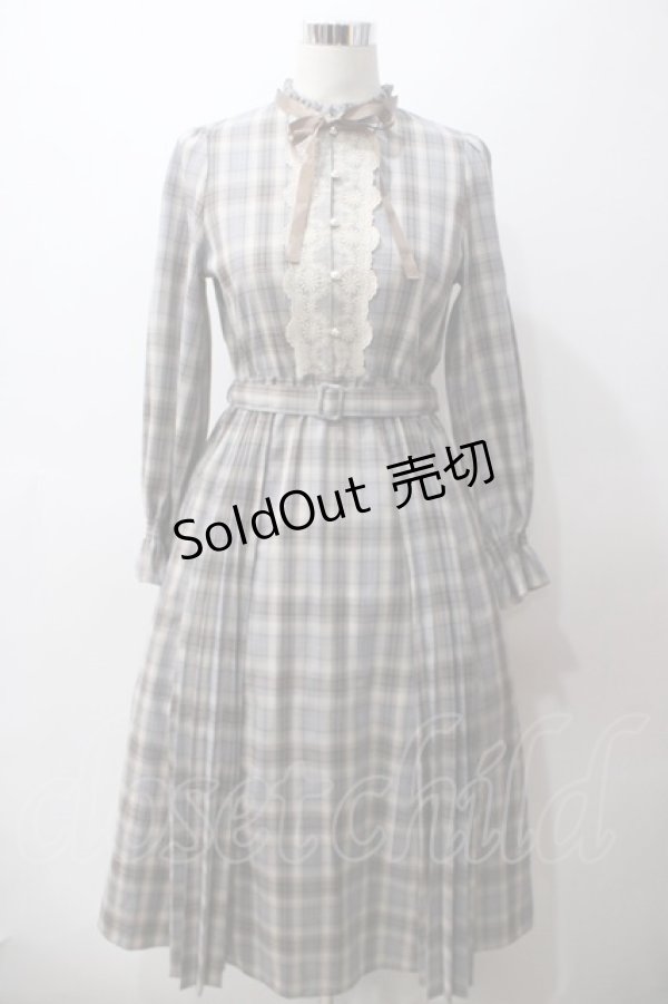 画像1: axes femme / プリーツ切替チェック柄ワンピース M 生成り Y-25-05-19-104-AX-OP-SZ-ZT073 (1)