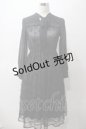 画像: axes femme / フロッキープリントレースワンピース M 黒 Y-25-05-19-108-AX-OP-SZ-ZT073