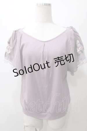 画像: axes femme / チュール刺繍フレア袖リブプルオーバー M ラベンダー Y-25-05-19-014-AX-TO-SZ-ZY