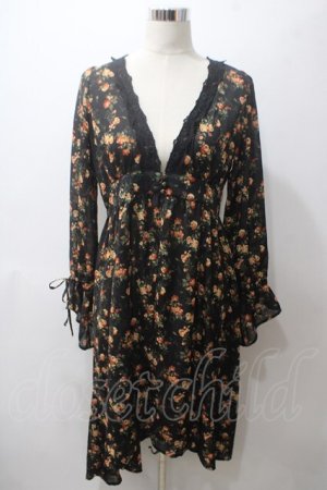 画像: axes femme / 花柄フィッシュテールガウン M 黒 Y-25-05-19-115-AX-TO-SZ-ZI