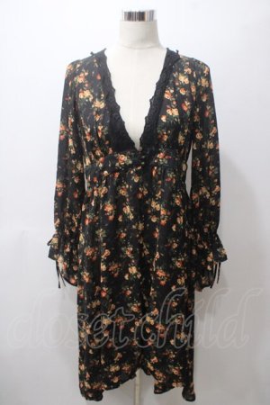 画像: axes femme / 花柄フィッシュテールガウン M 黒 Y-25-05-19-116-AX-TO-SZ-ZY