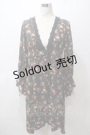 画像: axes femme / 花柄フィッシュテールガウン M 黒 Y-25-05-19-116-AX-TO-SZ-ZI