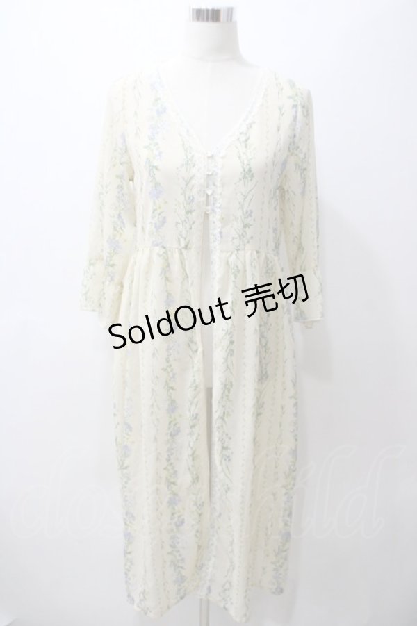 画像1: axes femme / 花柄シースルーロングカーディガン M イエロー Y-25-05-19-117-AX-TO-SZ-ZY (1)