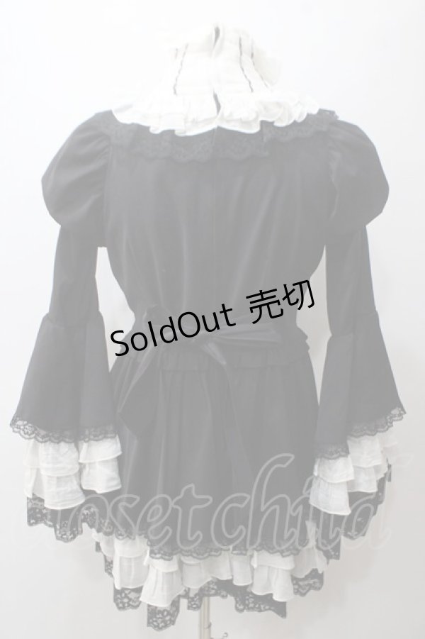 画像2: MARBLE / アーチブレード切り替え立ち衿クラシックワンピース  黒 Y-25-05-19-120-GO-OP-SZ-ZY (2)