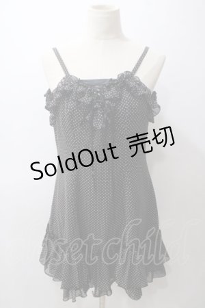 画像: EXCENTRIQUE / シフォン水玉ワンピース  黒 Y-25-05-19-123-EL-OP-SZ-ZY