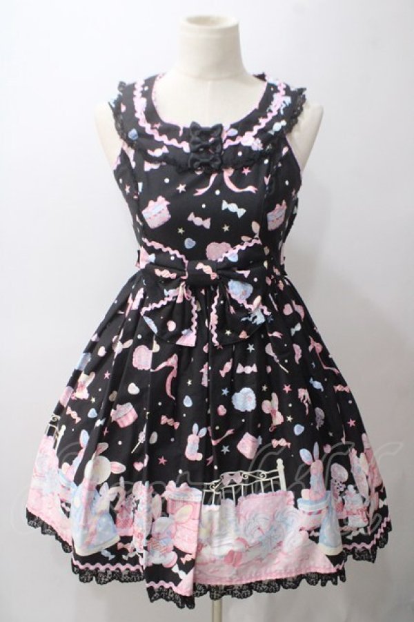 画像1: Angelic Pretty / ドリーミィドールハウスラウンドジャンパースカート  黒 Y-25-05-19-125-AP-OP-SZ-ZY (1)
