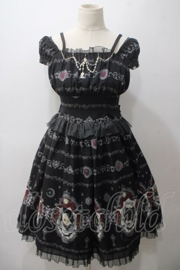 画像1: ALICE and the PIRATES / Mistical brilliance Jewelry〜秘められた宝石の行方〜柄ジャンパースカートI  黒 Y-25-05-19-129-PA-OP-SZ-ZY (1)