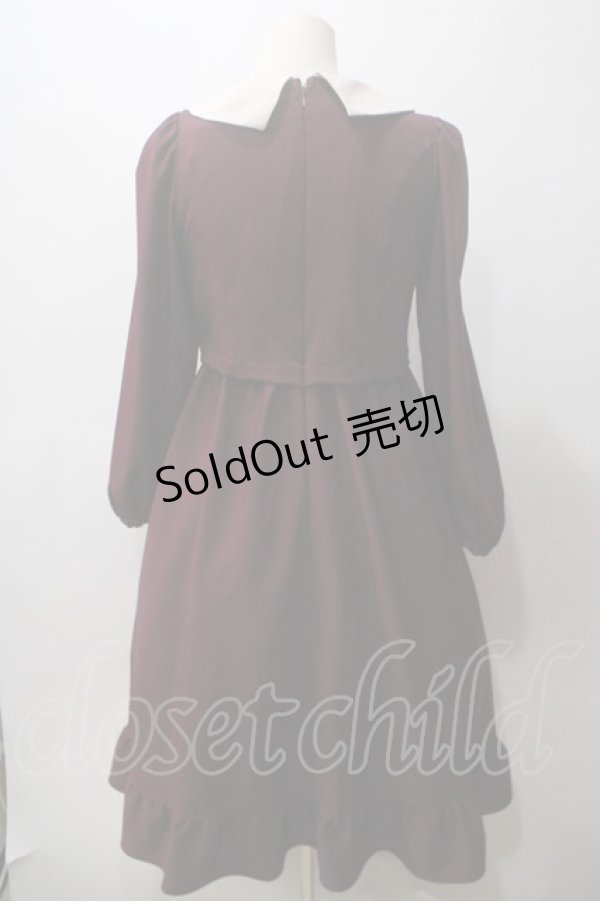 画像2: 【SALE】m petit by misako / サンリオキャラクターズコラボ マイメロディワッペン付きワンピース  ボルドー Y-25-05-19-152-LO-OP-SZ-ZT044 (2)