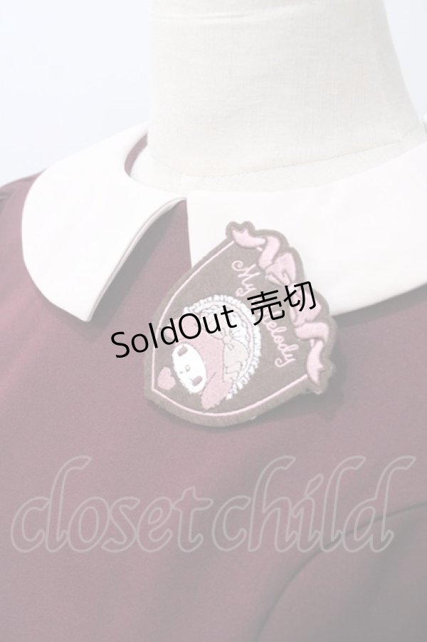 画像3: 【SALE】m petit by misako / サンリオキャラクターズコラボ マイメロディワッペン付きワンピース  ボルドー Y-25-05-19-152-LO-OP-SZ-ZT044 (3)