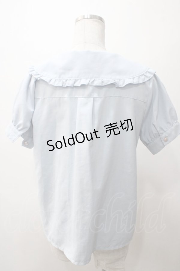 画像2: axes femme POETIQUE / ビッグ襟デザインブラウス M サックス Y-25-05-19-020-AX-BL-SZ-ZY (2)
