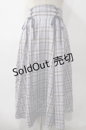 画像: 【SALE】axes femme / 編上ミディ丈フレアスカート F 紺 Y-25-05-19-170-AX-SK-SZ-ZT167