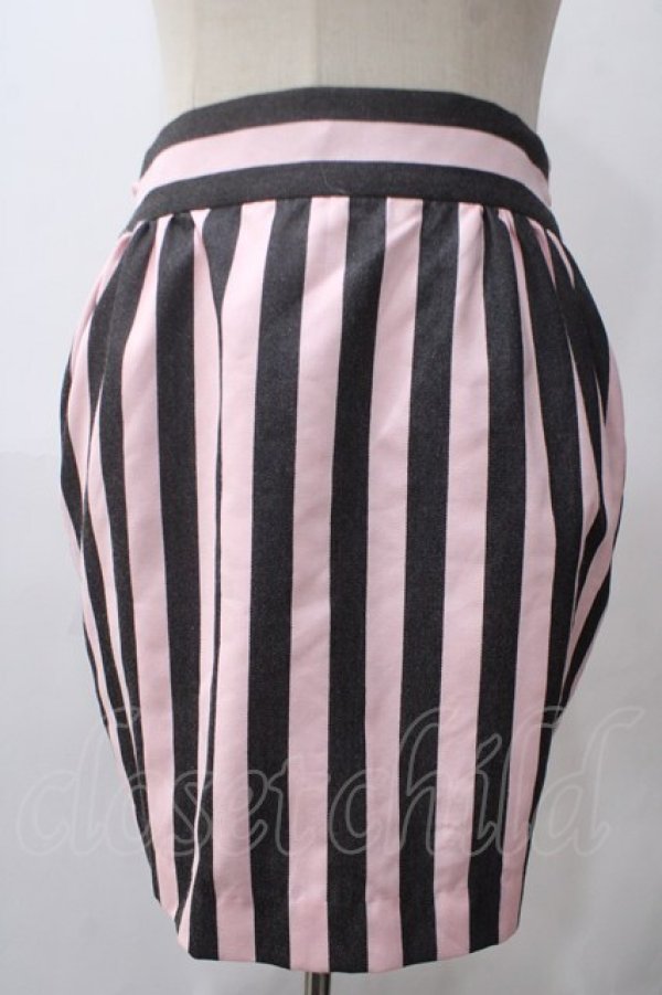 画像1: MILK / Lady Stripe ミニスカート  ピンク×ブラック Y-25-05-19-179-ML-SK-SZ-ZY (1)