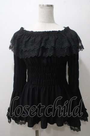 画像: ATELIER PIERROT / Shirring princess sleeve blouse  黒 Y-25-05-19-024-EL-BL-SZ-ZY