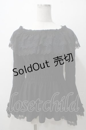 画像: ATELIER PIERROT / Shirring princess sleeve blouse  黒 Y-25-05-19-024-EL-BL-SZ-ZY