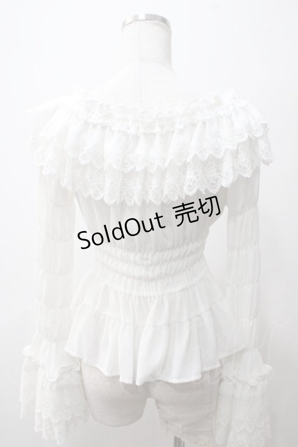 画像2: Millefleurs / ジョーゼットとレースのブラウス M 白 Y-25-05-19-025-EL-BL-SZ-ZY (2)