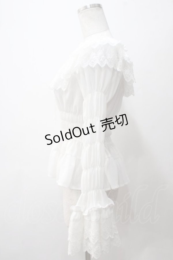 画像4: Millefleurs / ジョーゼットとレースのブラウス M 白 Y-25-05-19-025-EL-BL-SZ-ZY (4)