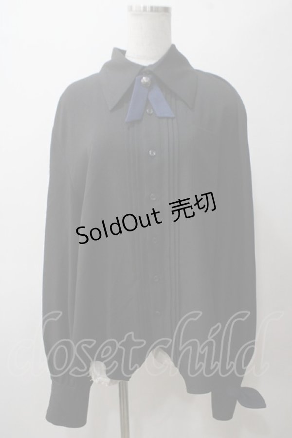 画像1: Princess Chronicles / 秘密探偵のプリーツブラウス XXL 黒 Y-25-05-19-030-PU-BL-SZ-ZT381 (1)
