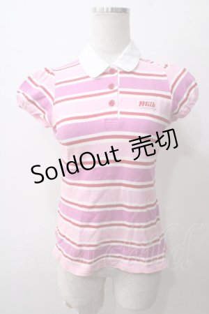 画像: MILK / カラフルボーダー半袖カットソー  赤ｘピンク Y-25-05-19-035-ML-TO-AS-ZY