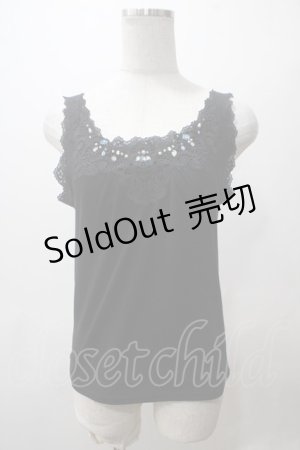 画像: axes femme / ビジュー×レース使いタンク  黒 Y-25-05-19-005-AX-TO-SZ-ZY