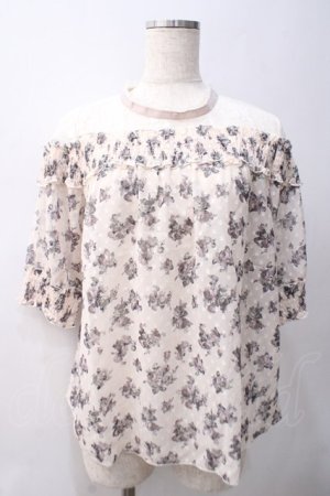 画像: axes femme / 肩レースバラシフォンブラウス M キナリ Y-25-05-22-047-AX-BL-SZ-ZY
