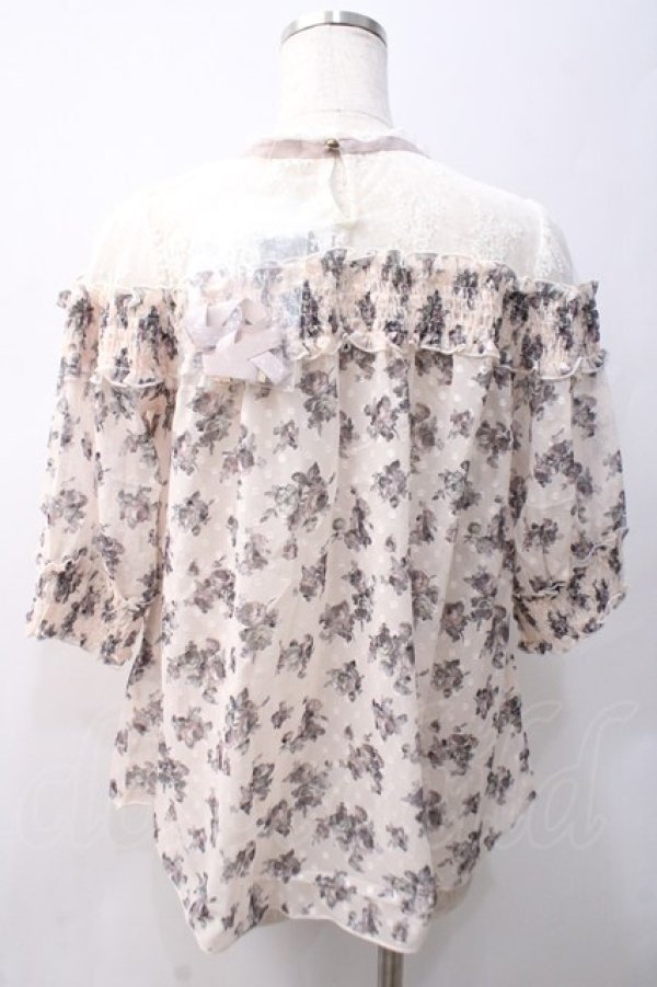画像2: axes femme / 肩レースバラシフォンブラウス M キナリ Y-25-05-22-047-AX-BL-SZ-ZY (2)