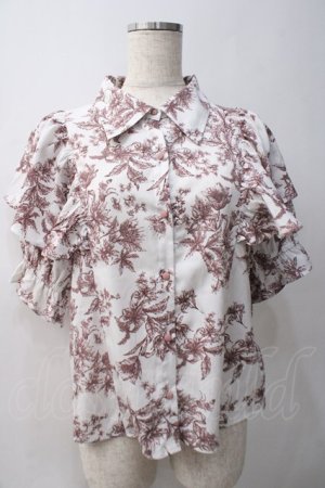 画像: axes femme / タイ付トワルドジュイ風柄ブラウス  茶×白 Y-25-05-22-048-AX-BL-SZ-ZY