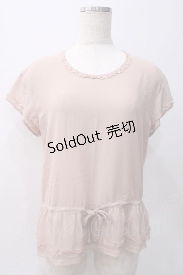 画像1: KANEKO ISAO / 半袖シフォントップス  ピンクベージュ Y-25-05-22-056-EL-TO-SZ-ZT212 (1)