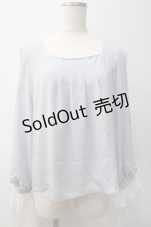画像: axes femme / 袖プリントブラウス M サックス Y-25-05-22-059-AX-BL-SZ-ZI