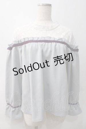 画像: axes femme / レース切替レジメカットプルオーバー  グレー Y-25-05-22-061-AX-TO-SZ-ZI