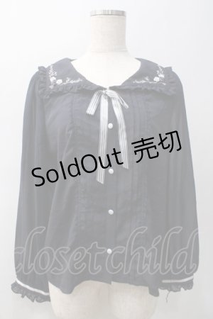 画像: axes femme POETIQUE / 刺繍セーラー襟ブラウス M 紺 Y-25-05-22-066-AX-BL-SZ-ZI