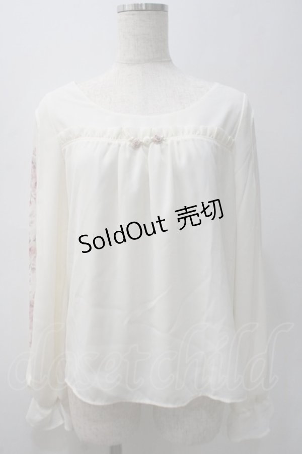 画像1: axes femme POETIQUE / 袖フラワーptシフォントップス M 生成り Y-25-05-22-073-AX-TO-SZ-ZI (1)