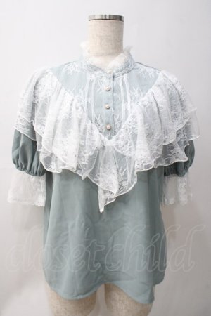 画像: axes femme kawaii / ヨーク切換半袖ブラウス  ミント Y-25-05-22-090-AX-BL-SZ-ZY
