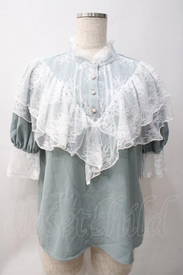 画像1: axes femme kawaii / ヨーク切換半袖ブラウス  ミント Y-25-05-22-090-AX-BL-SZ-ZY (1)