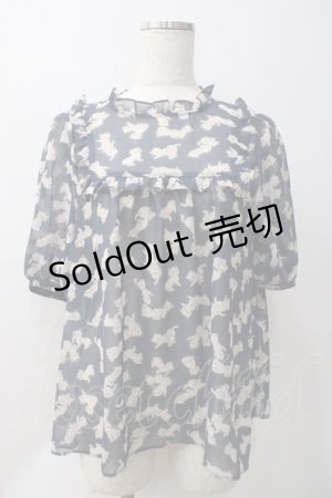 画像: Franche Lippee / 猫プリントシャツ  紺 Y-25-05-22-098-LO-TO-SZ-ZY