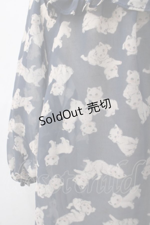 画像3: Franche Lippee / 猫プリントシャツ  紺 Y-25-05-22-098-LO-TO-SZ-ZY (3)