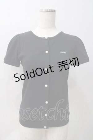画像: MILK / ロゴ刺繍カーディガン  黒 Y-25-05-22-101-ML-TO-SZ-ZY