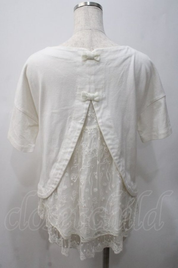 画像2: Franche Lippee / バックリボンレースねこトップス M 白 Y-25-05-22-105-LO-TO-SZ-ZY (2)