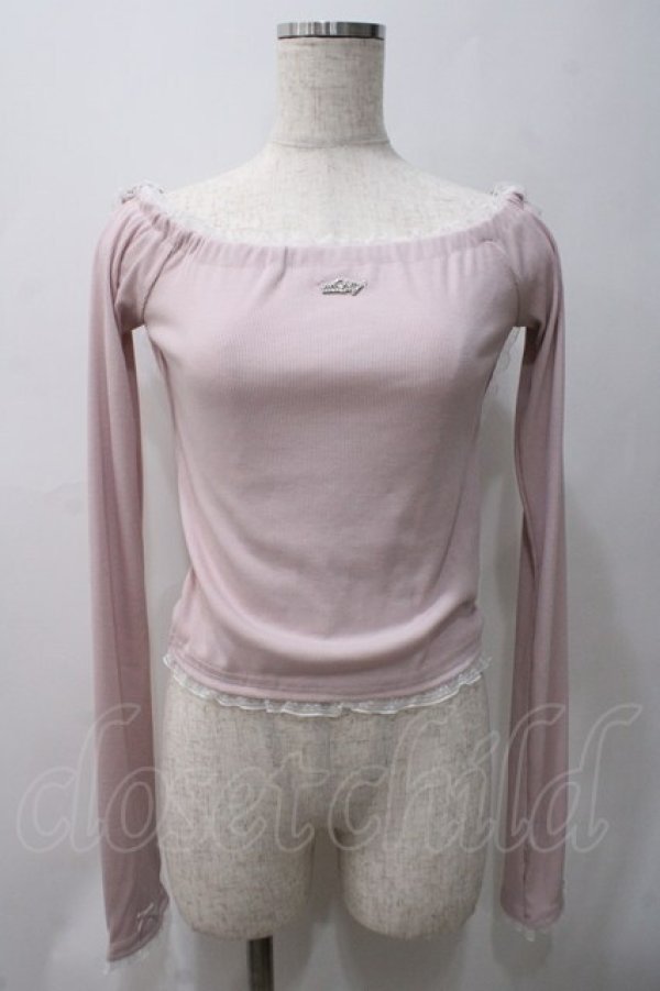 画像1: lilLilly / オフショルレースフーディトップス F ピンク Y-25-05-22-106-LO-TO-SZ-ZY (1)