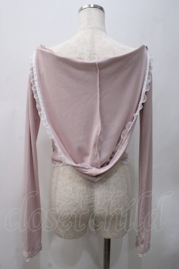 画像2: lilLilly / オフショルレースフーディトップス F ピンク Y-25-05-22-106-LO-TO-SZ-ZY (2)