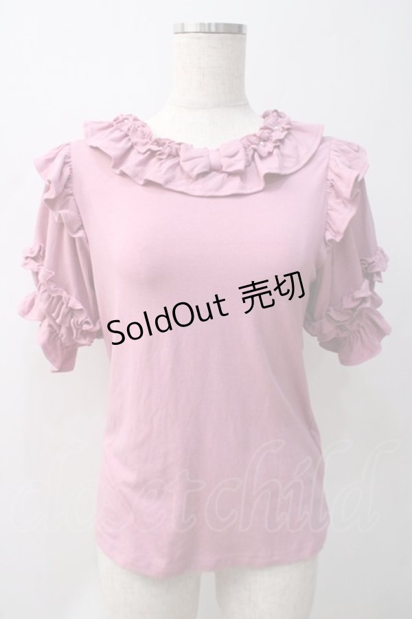 画像1: axes femme Kawaii / フリルリボン半袖カットプル M ピンク Y-25-05-22-111-AX-TO-SZ-ZI (1)