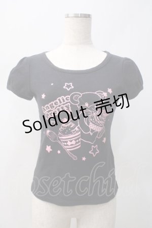 画像: Angelic Pretty / はにかみベアープリントTシャツ  黒 Y-25-05-22-113-AP-TO-SZ-ZY