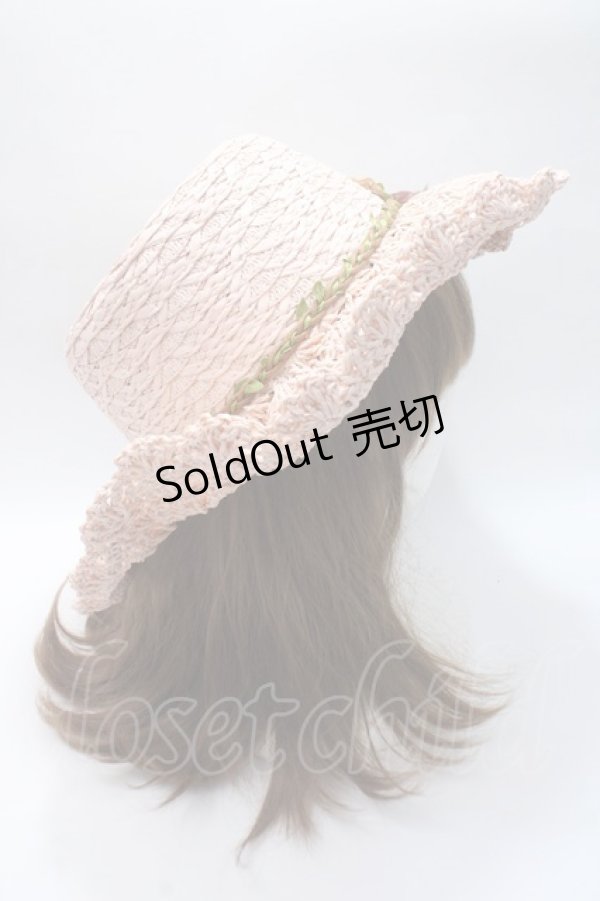 画像4: axes femme / フラワー雑材ハット  ピンク Y-25-05-22-013-AX-AC-SZ-ZY (4)