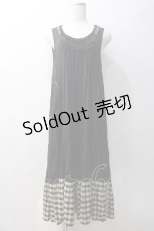 画像: Franche Lippee / 裾チェックワンピース  黒 Y-25-05-22-128-LO-OP-SZ-ZY