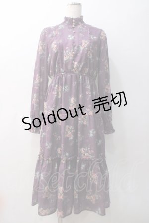 画像: axes femme / 花柄ティアードワンピース  パープル Y-25-05-22-138-AX-OP-SZ-ZT086